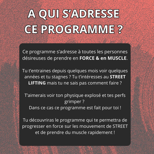 PROGRAMME STREET LIFTING (TOUT NIVEAUX)
