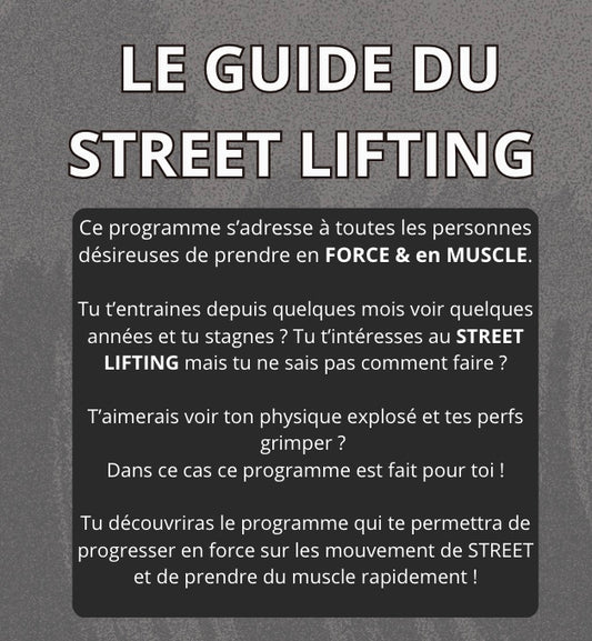 PROGRAMME STREET LIFTING (TOUT NIVEAUX)